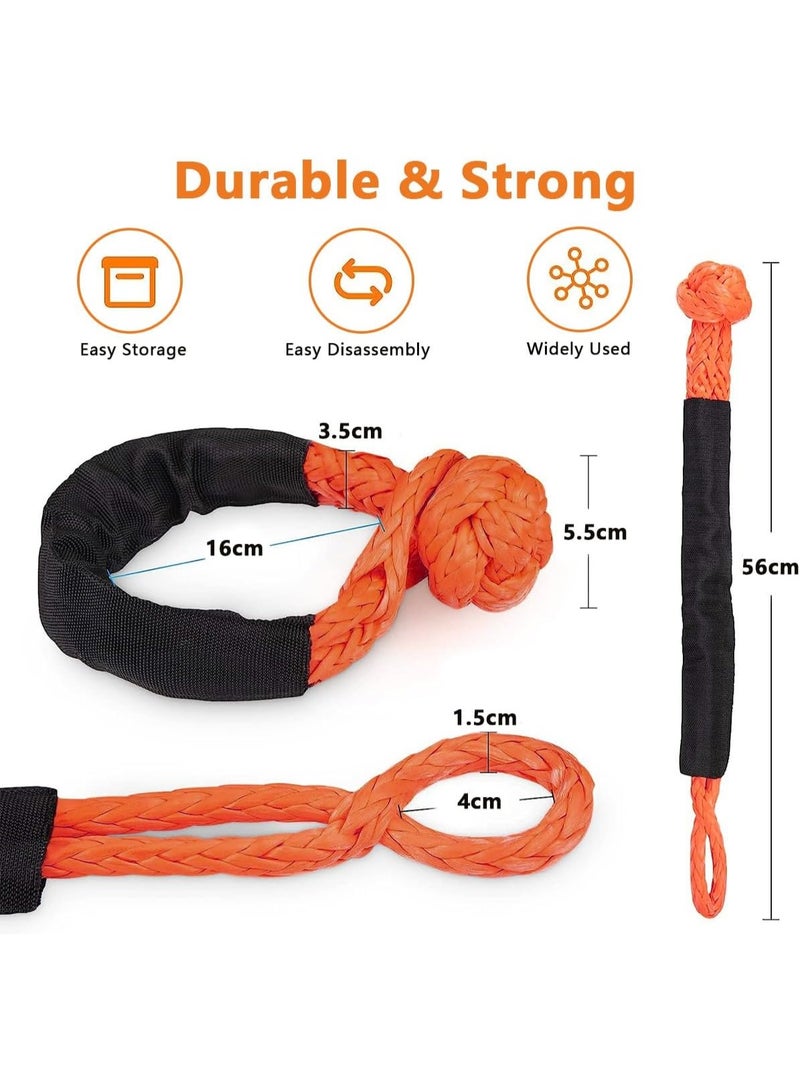 الاصطناعي ناعم سلاسل حبل قوي قبالة الطريق اتصل سلاسل، 1.5x56cm شاحنة استعادة حبل مجموعة 17T كسر القوة خفيفة الوزن مع الأكمام الوقائي لسحب 4X4 ATV سيارة الرباعية الرباعية الإبحار القوارب المقطورة، 2PCS - Image 5